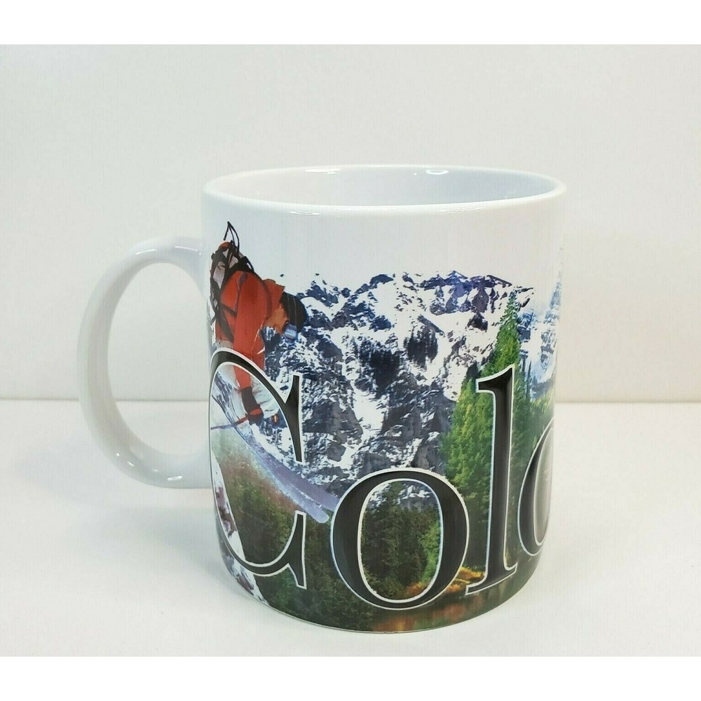 Americaware 3D Ski Colorado Coffee Mug Raised Embossed Big Letters Buck Deer